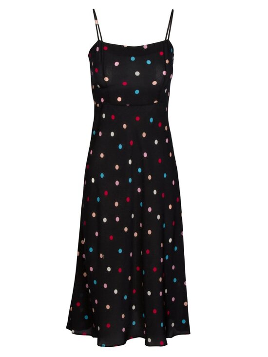 Réalisation Par Dresses & Skirts - Réalisation Par The Amelia Midi Silk Dress Post Modern Black Polka Dot XS